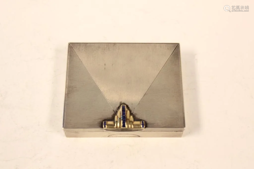 Art-Deco Silver&Gold Sapphire Square Box