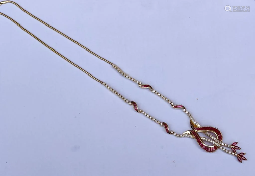 14K Gold Ruby&Diamond Necklace