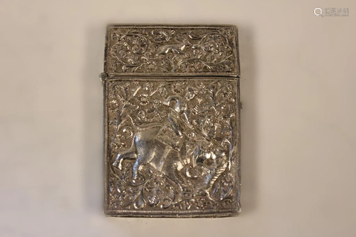 Fine Indian Silver Hand Tracing Card Box