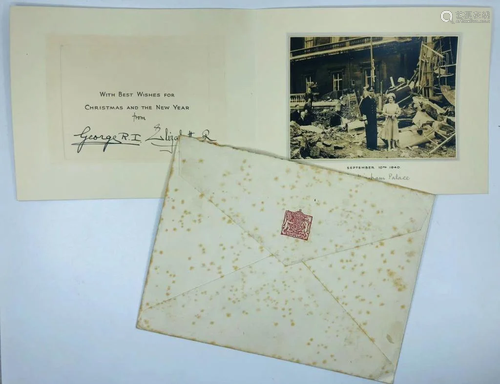 1940,Christmas Card,Signed George VI w Qu…