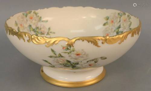 Large Limoges porcelain punch bowl, marked hand pai…