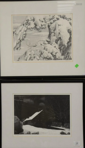 Four E.Rising black and white etchings to include
