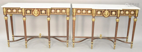 Pair of Louis XVI contemporary marble top con…