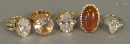 Five 14K gold rings with stones. total weight 44.2