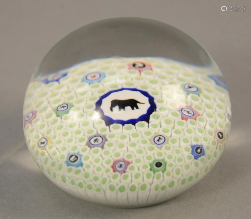 Baccarat animal paperweight, Millefiori with el…