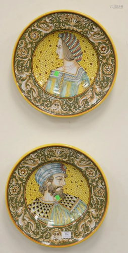 Four large Majolica Deruta Dipinto Amano charge…