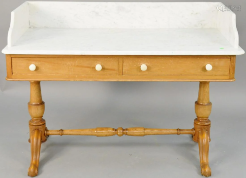 Pine wash stand with marble top. ht. 33 1/2 in., …