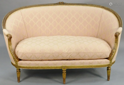 Louis XIV style canape, with custom silk upholstery