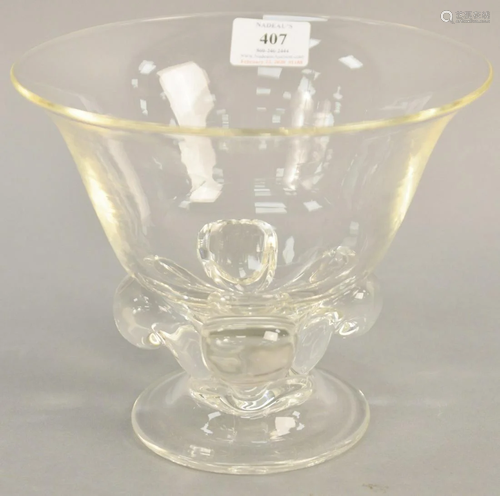 Steuben crystal bowl with footed base. ht. 6 1/2 i…