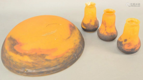 Four Piece Muller Fres Art Glass Shades, large mushr…