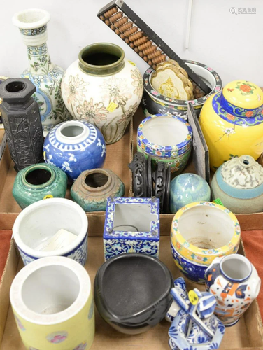 Three tray lots of ceramic pottery vases, Chinese