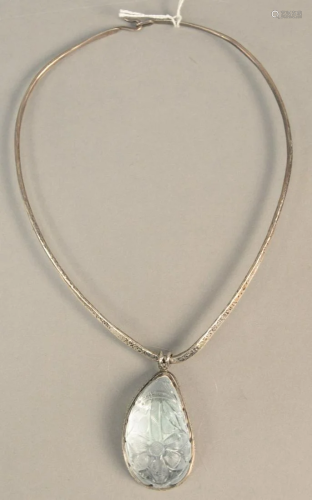 Designer Sterling Silver Necklace, with large teardrop