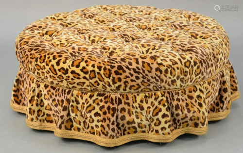 Baker Furniture upholstered pouf leopard patt…