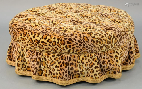 Baker Furniture upholstered pouf leopard patt…