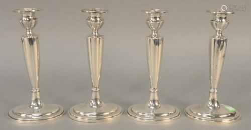 Set of four Gorham sterling silver candlesticks,