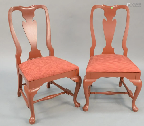 Set of eight Queen Anne style dining side chairs all