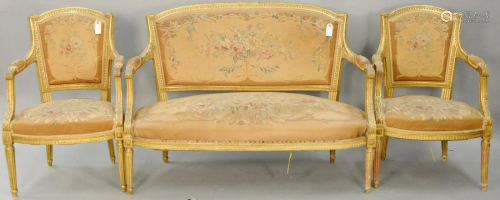 Three piece Louis XVI style salon set with canape …