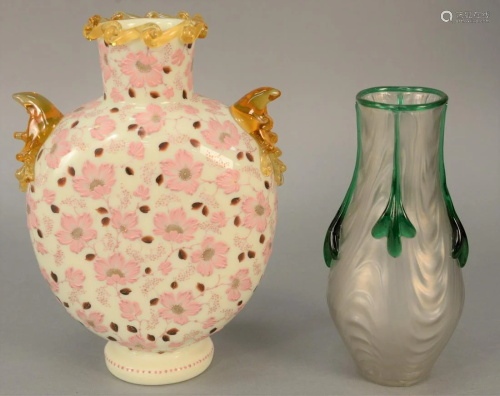 Two vases to include opaque white glass vase ha…