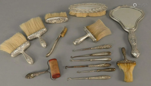 Group of sterling silver vanity items to include