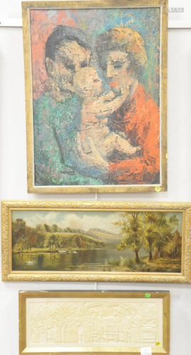 Three framed pieces to include Irwin Lefcourt, 20th