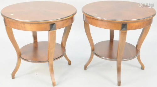 Two round contemporary side tables. ht. 27 in., dia. 28