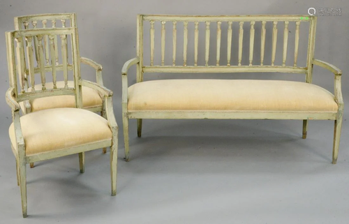 Three piece Italian Neoclassical set including settee