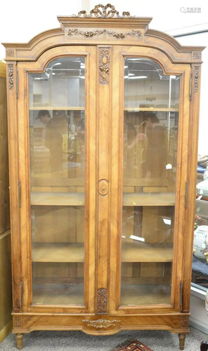 Louis XVI style two door display cabinet with beveled