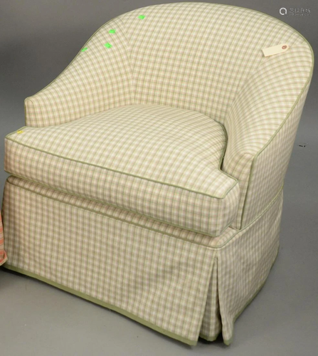 Custom upholstered club chair with upholstered ottom…