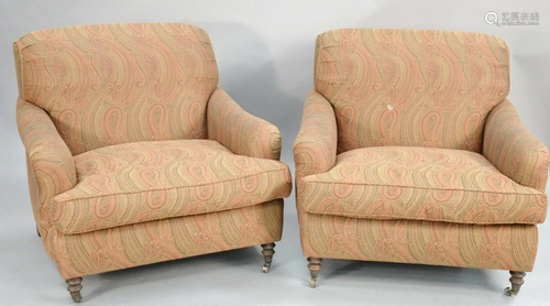 Pair of custom upholstered easy chairs. ht. …