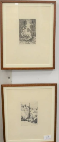 Three etchings to include Peter Moran, Cattle in the