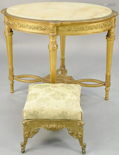 Two piece lot to include Louis XVI style oval table