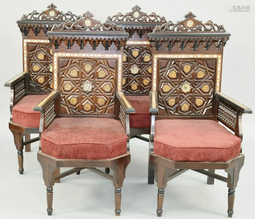 Set of Four Moorish Aesthetic Movement Armchairs,