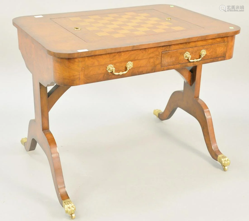 Maitland Smith games table having two drawers with