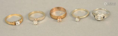 Five diamond rings to include one 18K gold and fo…
