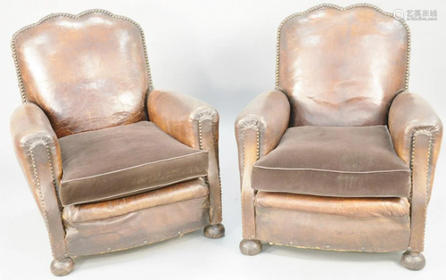 Pair of leather upholstered arm chairs with …