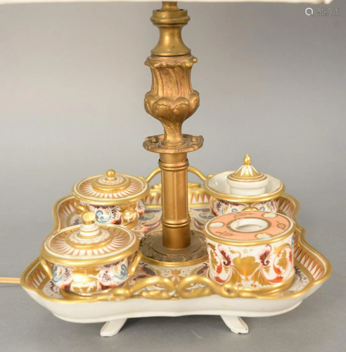 French porcelain ink desk set with tray made into a