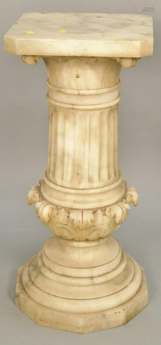 Carved alabaster pedestal. ht: 30