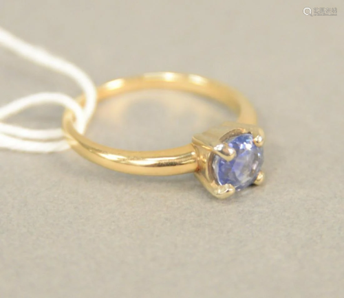 14K gold ring set with blue sapphires, size 5 7/8.
