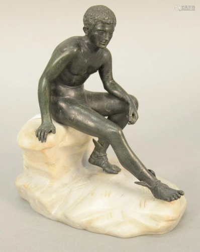 Bronze figure of a nude man with winged san…