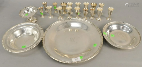 Sterling silver group to include two sets of cordials,