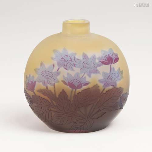 A Rare Gallé Flacon Vase with Anemones<