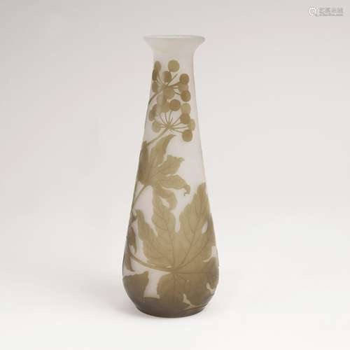 A Conical Art Nouveau Gallé Vase with Grapevine<