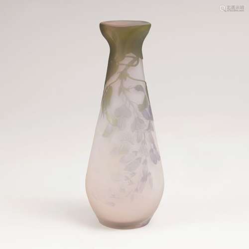 A Conical Gallé Vase with Wisteria<