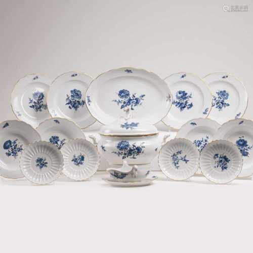 A Dinner Service 'Blue Flower with Insects' for 6 Persons