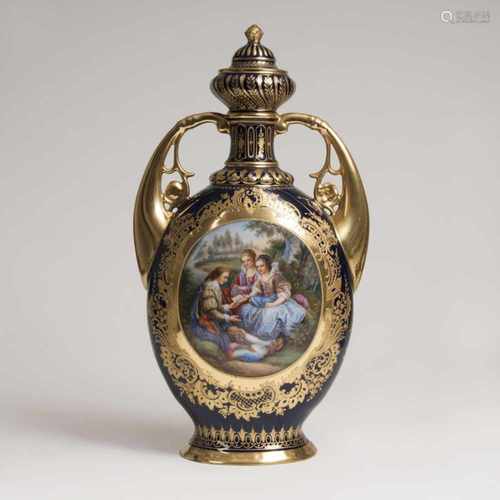 A Large Double Handle Vase in Vienna Style