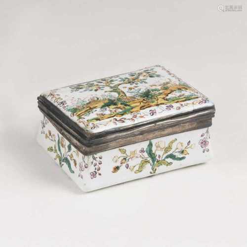 A Small Berlin Enamel Snuff Box with Landscape Decor