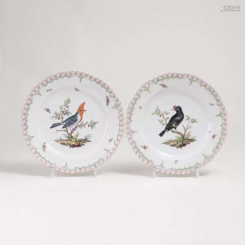 A Pair of Plates with Bird Painiting