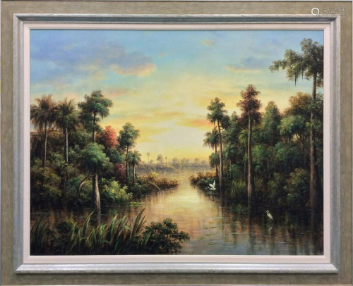 A PABLO MUNZO PAINTING FLORIDA RIVER SCE…