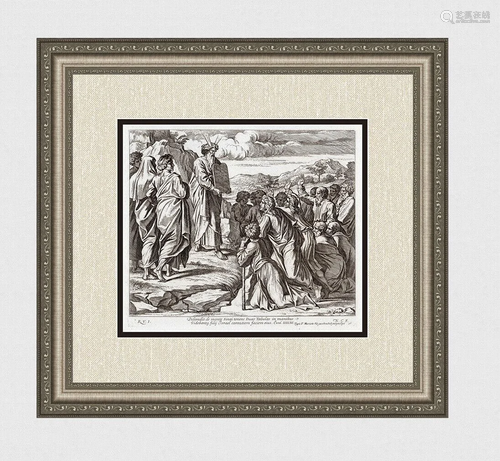 A 1649 RAPHAEL ENGRAVING MOSES PRESENT…