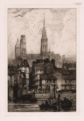 A 1800s BONIMGTON ETCHING ROUEN FROM THE …
